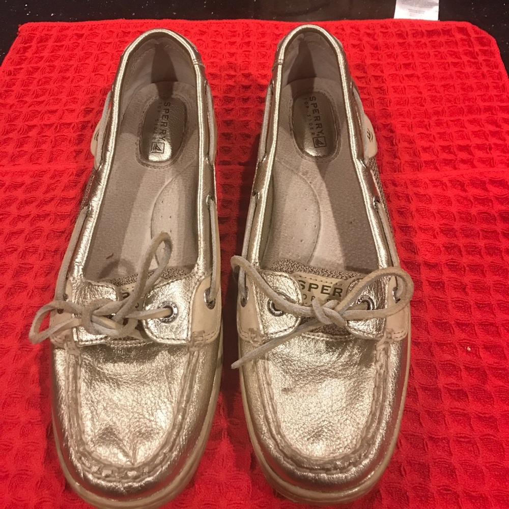 Sperry slipon sz 7 metallic gold worn